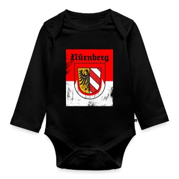 Nürnberg Fürth Erlangen die Frankenmetropole - Baby Bio-Langarm-Body - Schwarz - Vorne