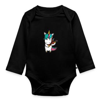 Violin player Violin teacher Gift idea - Organic Longsleeve Baby Bodysuit - black - Front