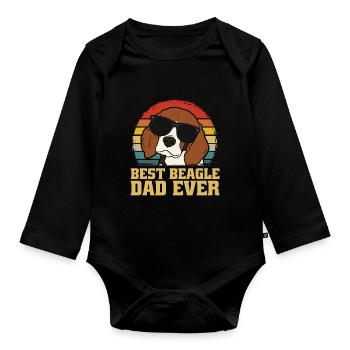 Chien Beagle Chien Papa Papa Papa Cadeau Rétro - Body Bébé bio manches longues - noir - Devant