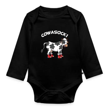Kuh Kühe Kalb Cowasocki Socken Lustig Geschenk - Baby Bio-Langarm-Body - Schwarz - Vorne