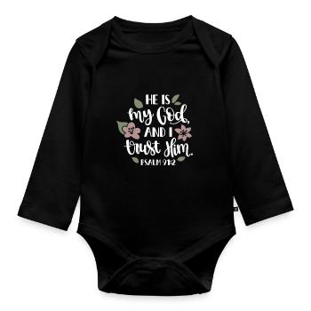 Religion Gott Glaube Kirche Bibel - Baby Bio-Langarm-Body - Schwarz - Vorne