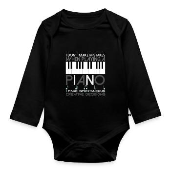 No mistakes piano piano - Organic Longsleeve Baby Bodysuit - black - Front