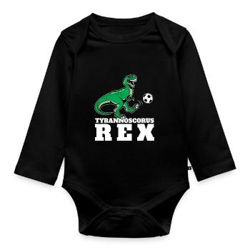 Tyrannoscorus Rex | Lustiger Tyrannosaurus Trex - Baby Bio-Langarm-Body - Schwarz - Vorne