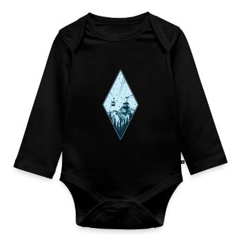 Gondola Mountains Tree Nature Star Night Gift - Organic Longsleeve Baby Bodysuit - black - Front
