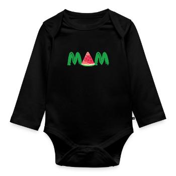 Mom - Mutter - Mutti - Mother - Shirt - Baby Bio-Langarm-Body - Schwarz - Vorne