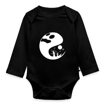 Geist Halloween Outfit Geisterstunde Geister - Baby Bio-Langarm-Body - Schwarz - Vorne