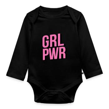 Girl Power Grl Power Shirt - Baby Bio-Langarm-Body - Schwarz - Vorne