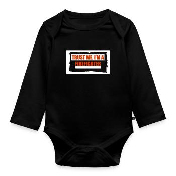 Héros des pompiers - Body Bébé bio manches longues - noir - Devant