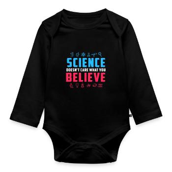 Science vs believe gift - Organic Longsleeve Baby Bodysuit - black - Front