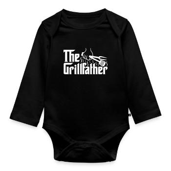 Le père papa du grill père grillant un cadeau amusant - Body Bébé bio manches longues - noir - Devant