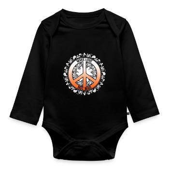 Make Love Not War Hippie Costume World Friendly Day - Organic Longsleeve Baby Bodysuit - black - Front