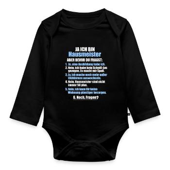 Profession Caretaker Worksprüche Funny sayings - Organic Longsleeve Baby Bodysuit - black - Front
