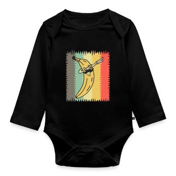 DAB BANANA - Body Bébé bio manches longues - noir - Devant