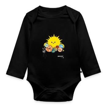 Funny planet Pluto gift, astronomy fan - Organic Longsleeve Baby Bodysuit - black - Front