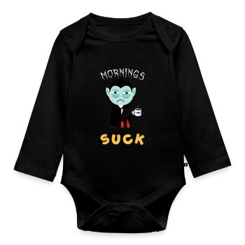 Se lever tôt est stupide vampires - Body Bébé bio manches longues - noir - Devant