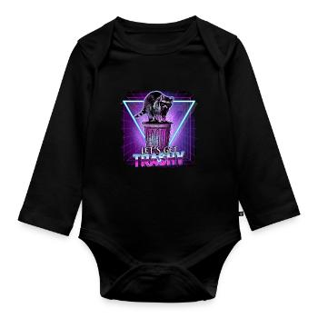 Raccoon Let's Get Trashy Retro 80s 70s - Organic Longsleeve Baby Bodysuit - black - Front