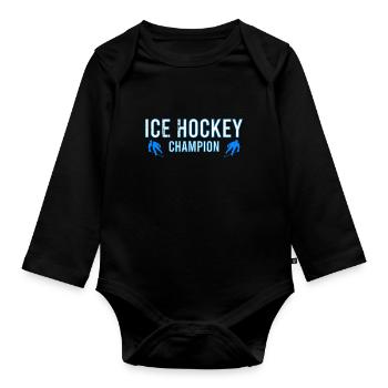 Hockey sur glace Vintage Jeux de hockey sur glace - Body Bébé bio manches longues - noir - Devant