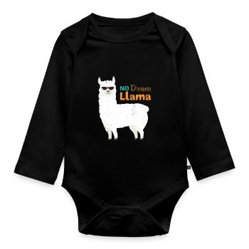 Llama alpaca animal gift - Organic Longsleeve Baby Bodysuit - black - Front