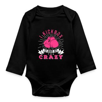 Je Kickbox pour brûler le cadeau fan fou de Kickboxer - Body Bébé bio manches longues - noir - Devant
