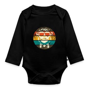 MONKEY VINTAGE - Body Bébé bio manches longues - noir - Devant