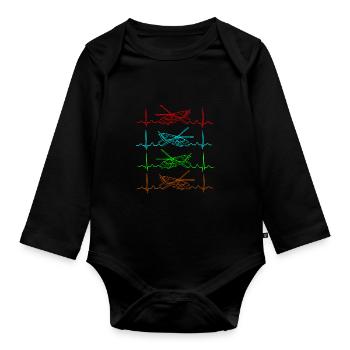 Hubschrauber Herzschlag - Baby Bio-Langarm-Body - Schwarz - Vorne