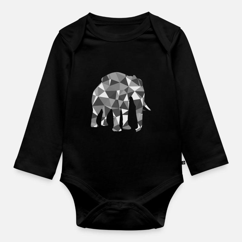 Polygon Elefant - Baby Bio-Langarm-Body - Schwarz