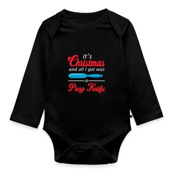 Kackmesser Lustiges Weihnachtsgeschenk - Baby Bio-Langarm-Body - Schwarz - Vorne