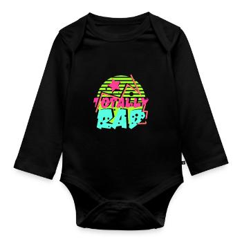 80er Geschenk Party Retro knallige Farben - Baby Bio-Langarm-Body - Schwarz - Vorne