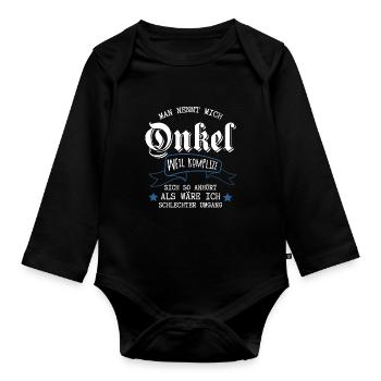 Man nennt mich Onkel Onkel Komplize Neffen m - Baby Bio-Langarm-Body - Schwarz - Vorne