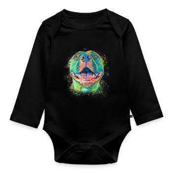 Niedlicher Pitbull - Baby Bio-Langarm-Body - Schwarz - Vorne