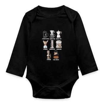 Coffee Method Caffeine Espresso Latte - Organic Longsleeve Baby Bodysuit - black - Front