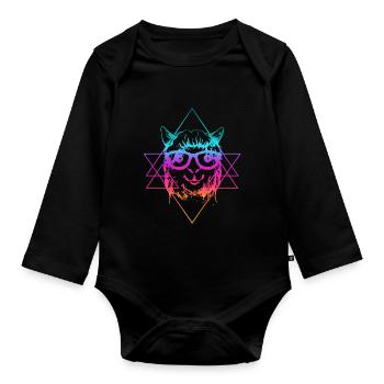 Alpaca alpaca glasses - Organic Longsleeve Baby Bodysuit - black - Front