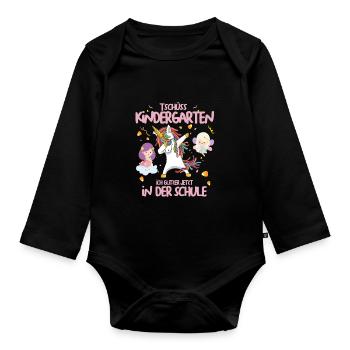 Scolarisation Dabbing Licorne Fées Cadeau cool - Body Bébé bio manches longues - noir - Devant