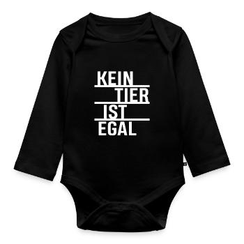 No animal doesn't matter - vegan tshirt - Organic Longsleeve Baby Bodysuit - black - Front
