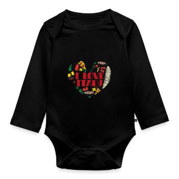 Cadeau voyage pays italie - Body Bébé bio manches longues - noir - Devant