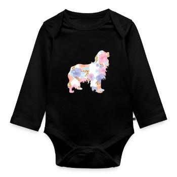 Cavalier King Spaniel Chien drôle - Body Bébé bio manches longues - noir - Devant
