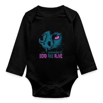 Schrödingers Katze Dead Or Alive Halloween Cat - Baby Bio-Langarm-Body - Schwarz - Vorne