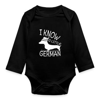 Teckel - Je connais un peu l'allemand - Body Bébé bio manches longues - noir - Devant