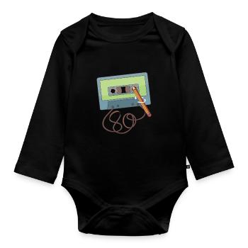 Old school Bleistift ein Kassettenband - Baby Bio-Langarm-Body - Schwarz - Vorne
