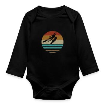Vintage chasse sous marine - cadeau de pêche sous-marine - Body Bébé bio manches longues - noir - Devant