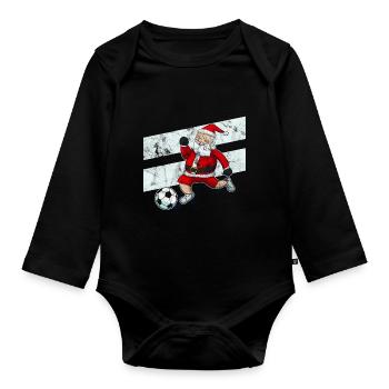 Football Santa Claus footballer Christmas storm - Organic Longsleeve Baby Bodysuit - black - Front