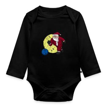 Bowling Santa Claus Bowler Christmas - Organic Longsleeve Baby Bodysuit - black - Front