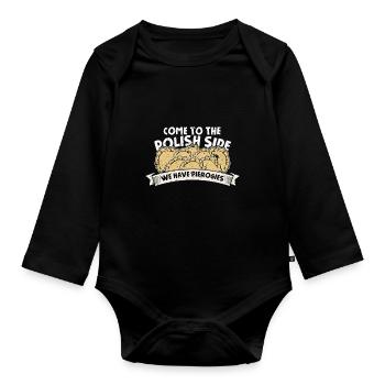 Pierogi Polish delicatessen Poland noodles - Organic Longsleeve Baby Bodysuit - black - Front