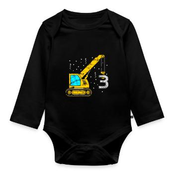 Pelle 3 Anniversaire Garçons Enfants Trois Cadeau - Body Bébé bio manches longues - noir - Devant