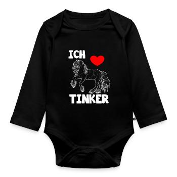 J’aime les chevaux de Tinker - Body Bébé bio manches longues - noir - Devant