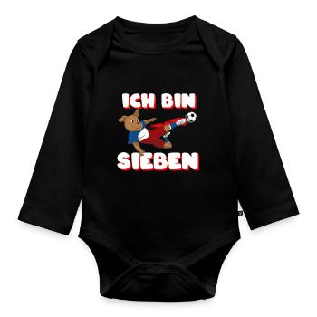 Ich Bin Sechs 7 7. Geburtstag Junge Kindergeburtst - Baby Bio-Langarm-Body - Schwarz - Vorne