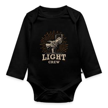 LIGHT CREW Retro light lighting technician gift - Organic Longsleeve Baby Bodysuit - black - Front