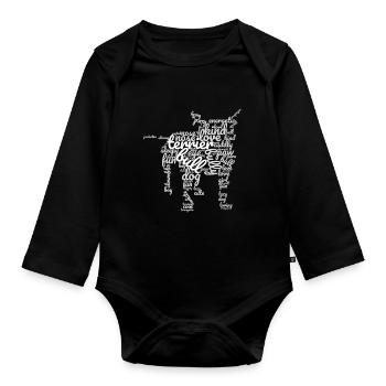 English Bull Terrier Silhouette Word Association - Organic Longsleeve Baby Bodysuit - black - Front