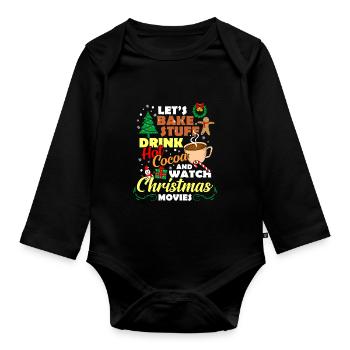 Christmas Cocoa Hot Chocolate Hot Chocolate - Organic Longsleeve Baby Bodysuit - black - Front