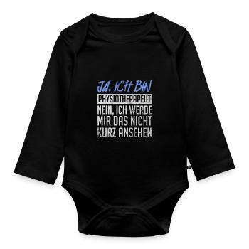 Physiotherapeut Kurz Ansehen Lustiges - Baby Bio-Langarm-Body - Schwarz - Vorne